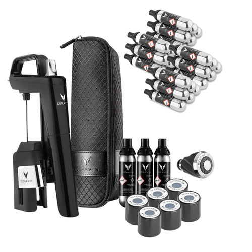 Coravin Système de préservation du vin Timeless Six+ - Piano Black + 24 Capsules Pure