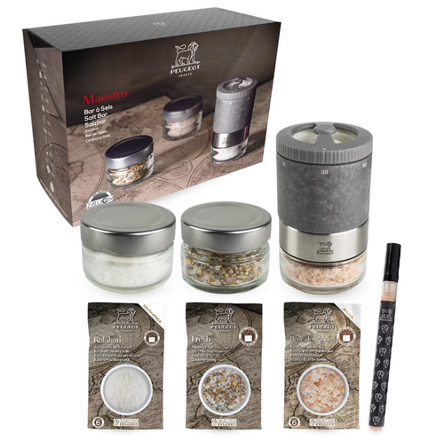 Peugeot Coffret cadeau moulin à sel 'Maestro' Zirlion avec 3 réservoirs (interchangeables)