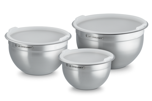 Le Creuset Bol mélangeur avec couvercle, inox, 3 pièces