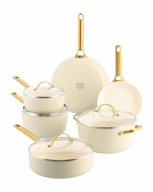 Batterie de cuisine Greenpan 10 pièces 'Padova Cream White'