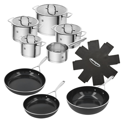 Batterie de cuisine 8 pièces Zwilling 'Trueflow' | Avec poêles 'Demeyere Alu Plus 3 Ceraforce'