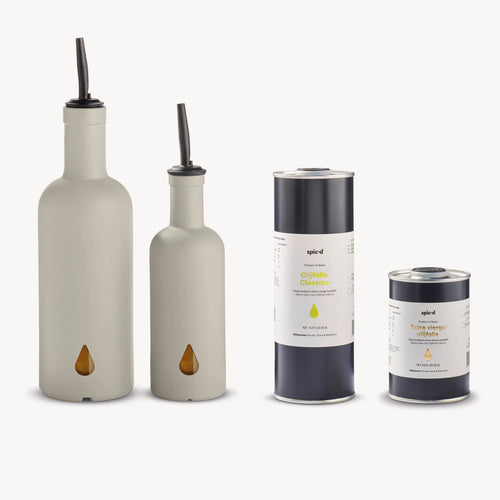 Bouteilles d'huile d'olive Spic'd 'Warm Clay' avec huile d'olive 450ml & 200ml